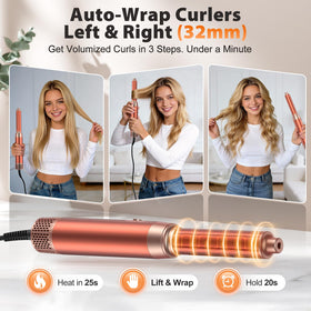 SnugLuv right 32mm auto‑wrap curler showing rotation for balanced waves
