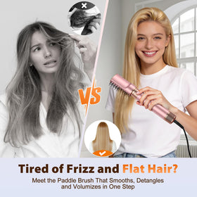 SnugLuv before-and-after hair volume comparison showing lifted roots and smoother ends