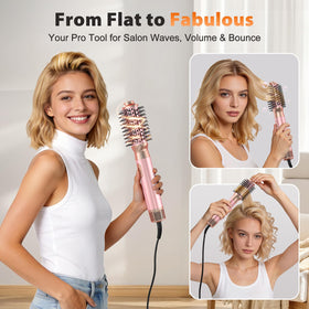 SnugLuv oval volumizing blow-dryer brush in action lifting roots for salon volume