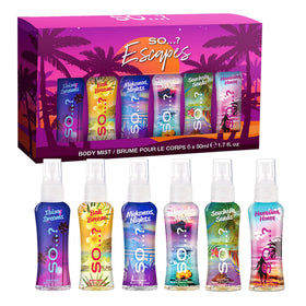 So...? front packaging of the six-piece escapes set showing variety and gifting appeal