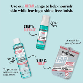 Soap & Glory lather on hand demonstrating smooth foaming cleanse