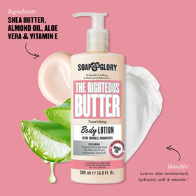 Soap & Glory cream texture swiped on hand showing quick-absorbing benefit