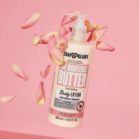 Soap & Glory pump bottle on bathroom counter showing tidy storage benefit