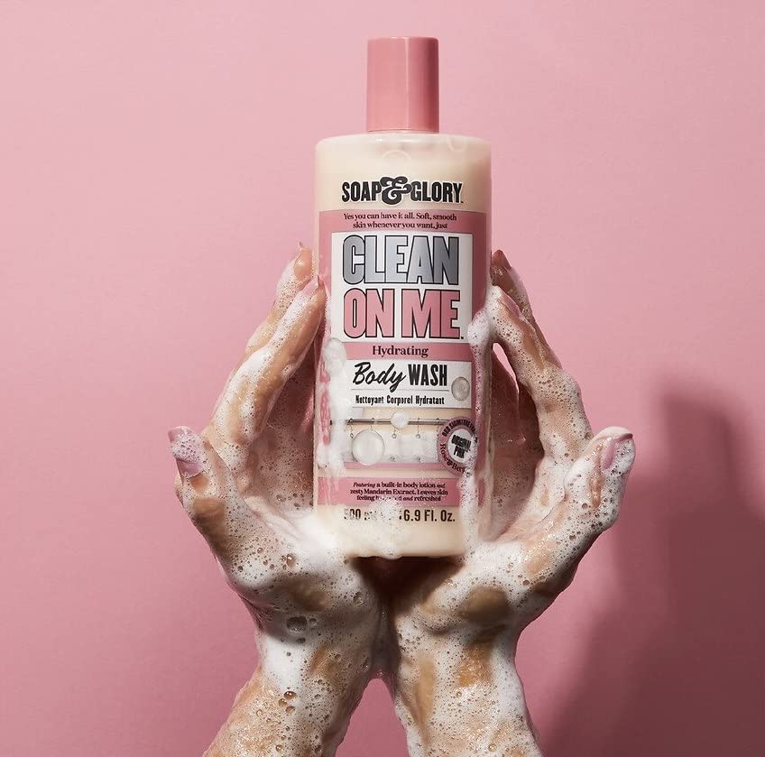 Soap & Glory texture drop on hand showing thick creaminess and moisturizing feel