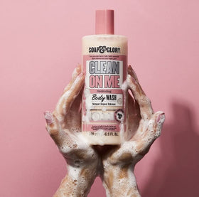 Soap & Glory texture drop on hand showing thick creaminess and moisturizing feel