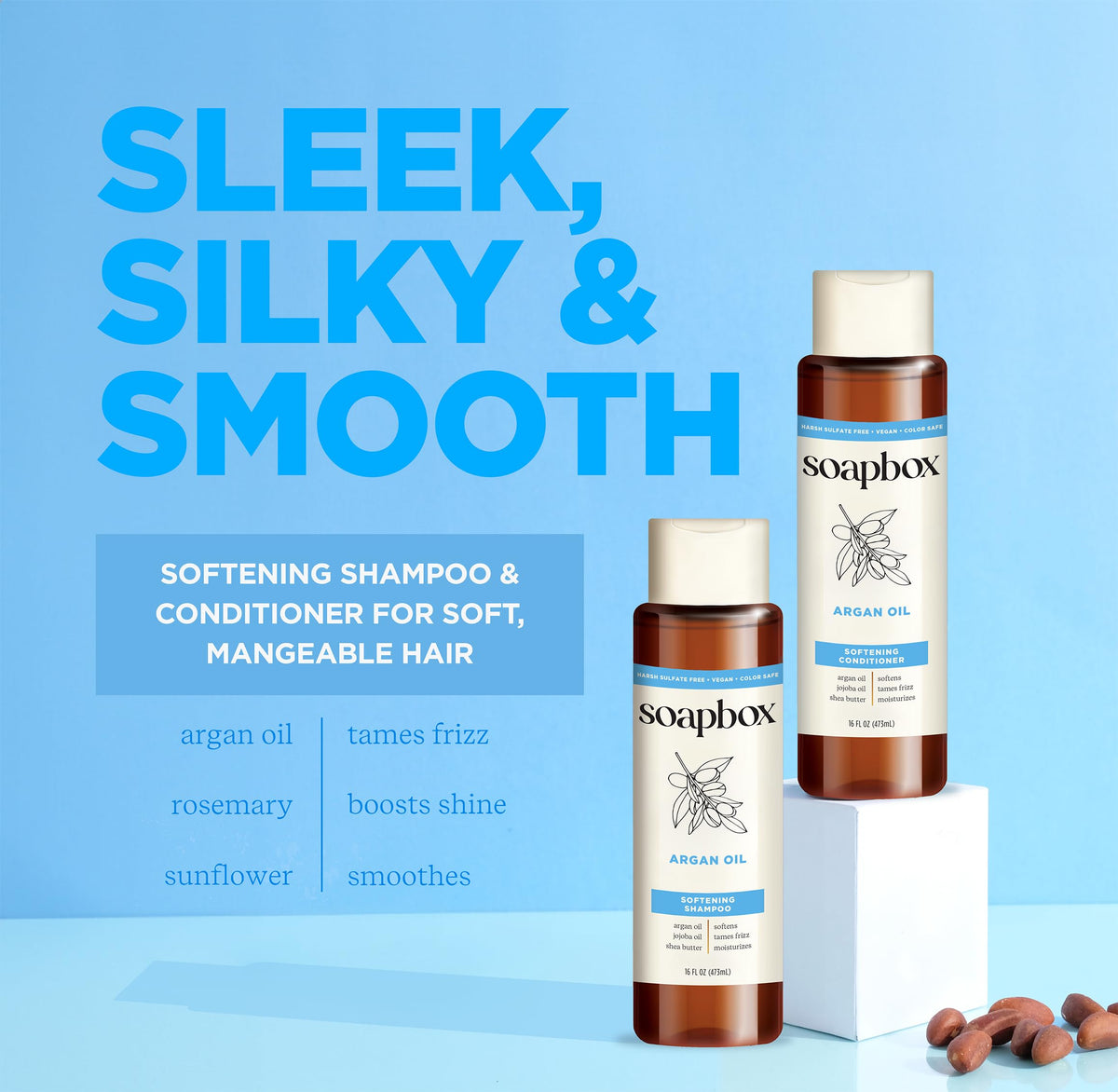 Soapbox argan oil and vanilla label detail highlighting clean-ingredient benefit