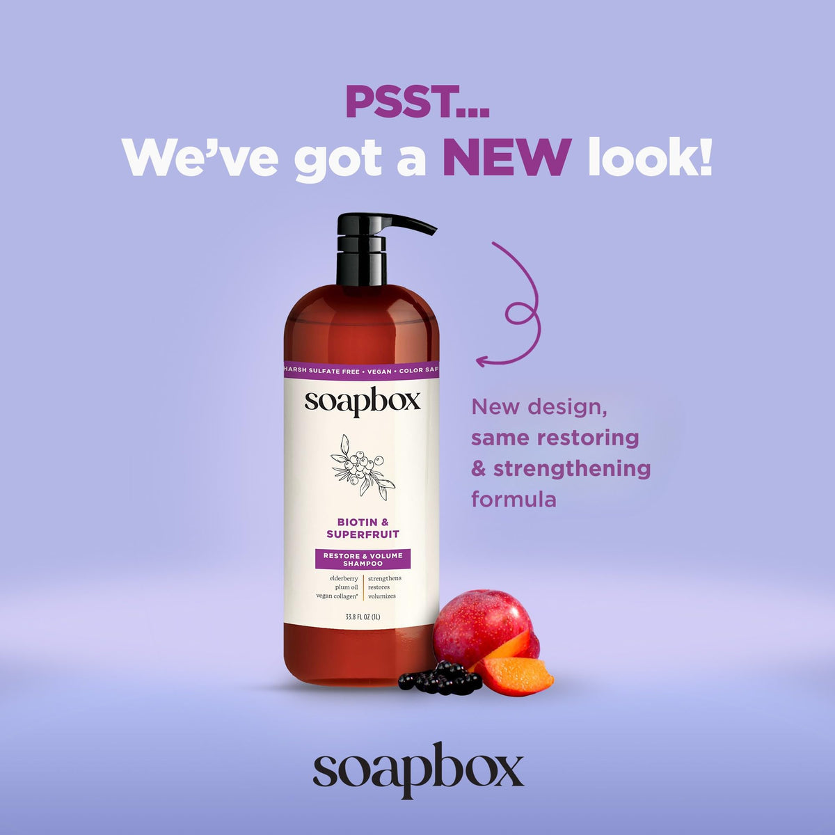 Soapbox shampoo pump closeup highlighting clean dispensing and ease