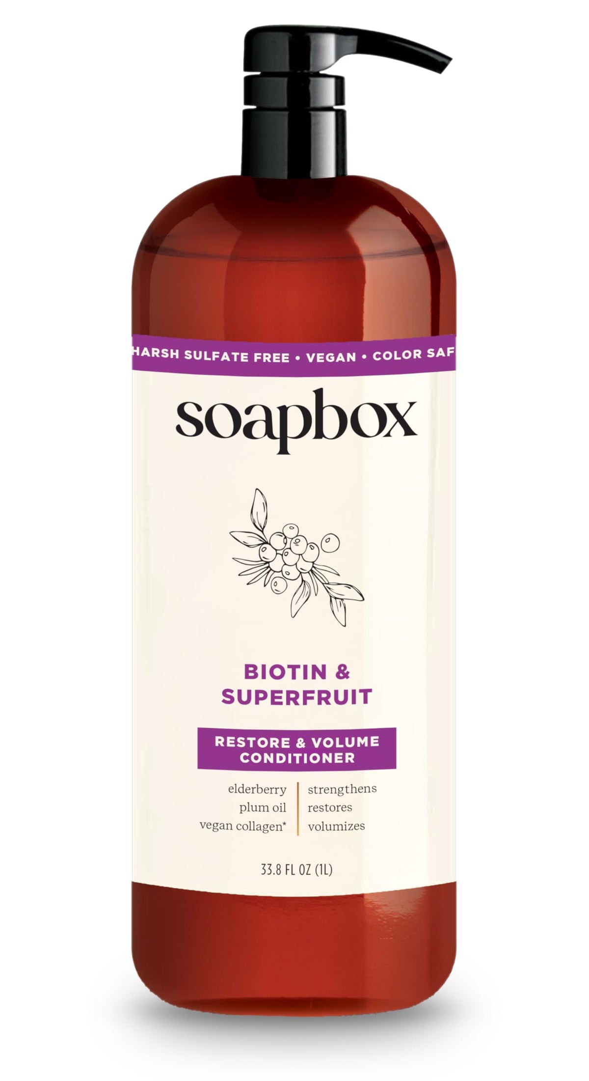 Soapbox front packaging showing volumizing conditioner and benefit