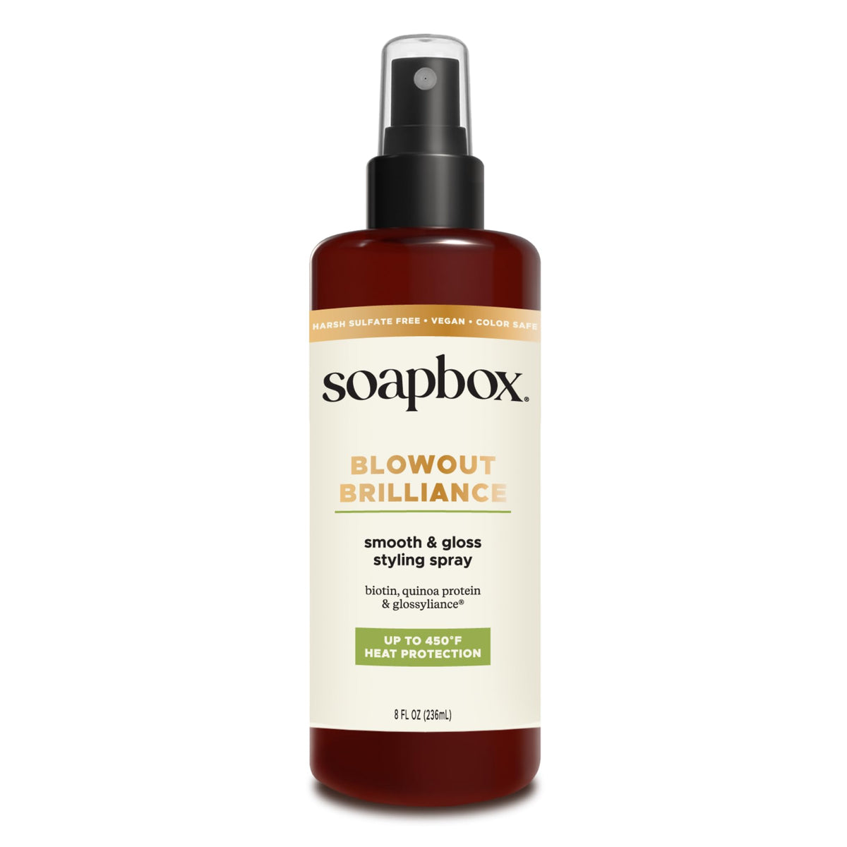 Soapbox front packaging showing bottle and label for quick identification and benefit