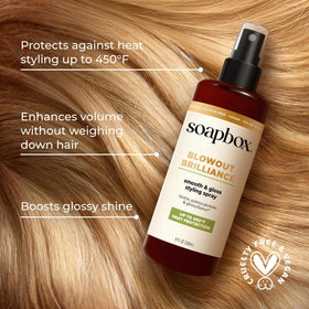 Side-by-side texture comparison before and after Soapbox for smoother, shinier hair