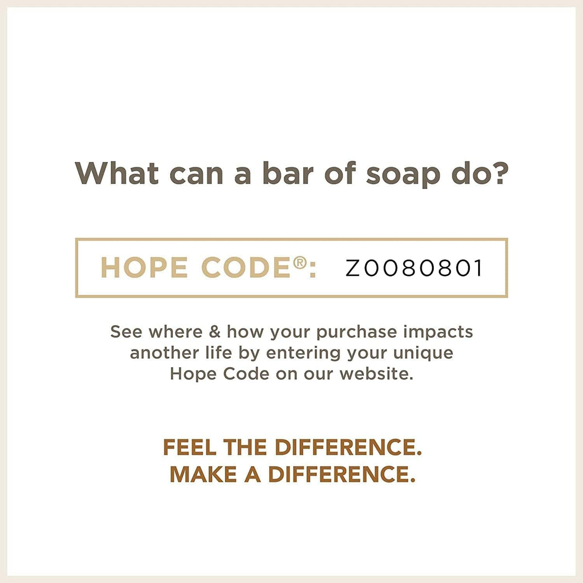 Soapbox charity badge and note highlighting donation impact benefit