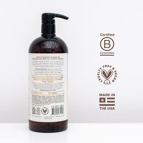 Close-up of Soapbox label listing key ingredients and clean formula benefits