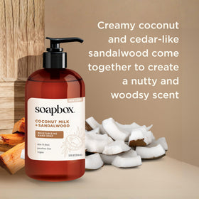 Soapbox foam on hand demonstrating gentle cleansing and lather