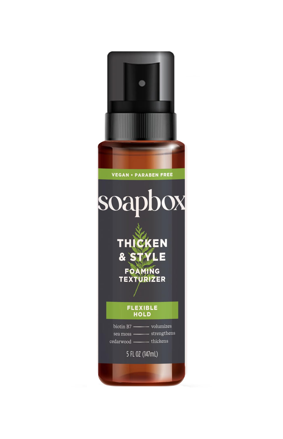 Soapbox front packaging showing product and benefit of added volume