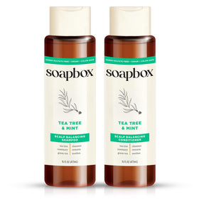 Soapbox front packaging showing both bottles and clear product identity and benefit