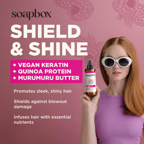 Soapbox being used with blowdryer to protect hair and speed styling