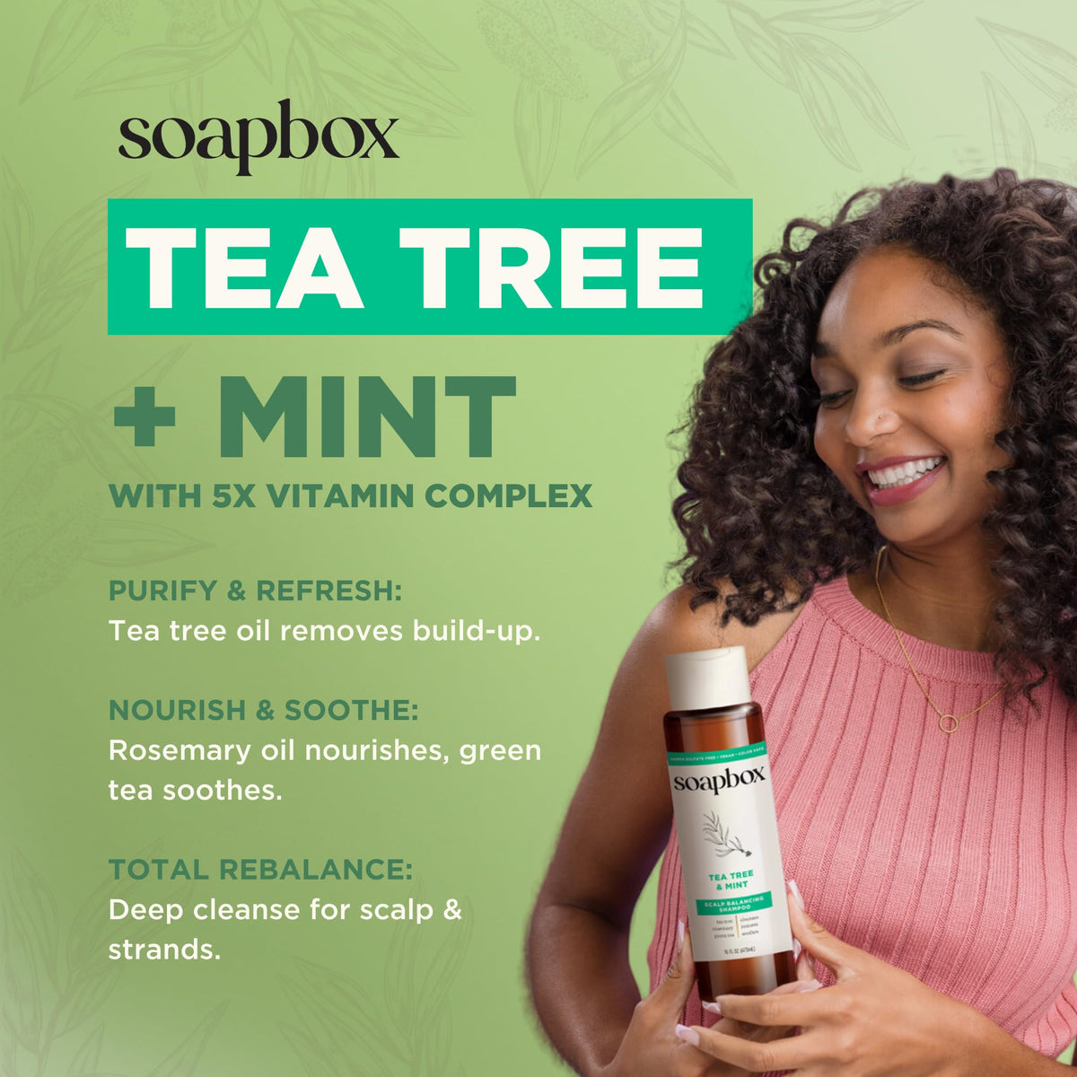 Soapbox in-use shower scene with foam that soothes and refreshes scalp