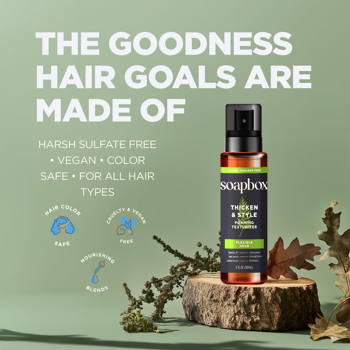 Soapbox ingredients label detail noting clean formulation benefits