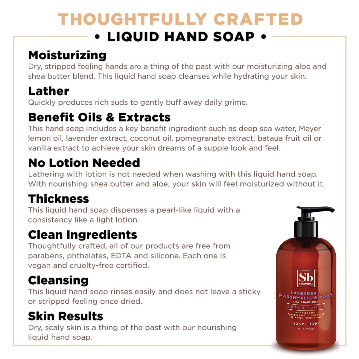 Soapbox rich lather texture demonstrating moisturizing cleansing action