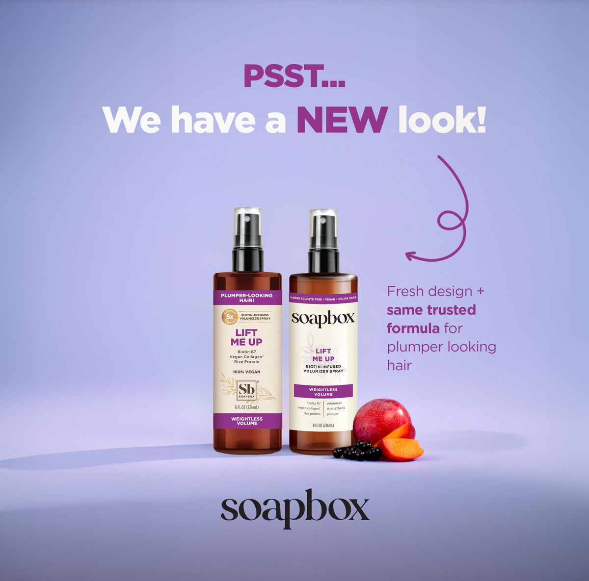 Soapbox close-up of spray texture highlighting lightweight coverage