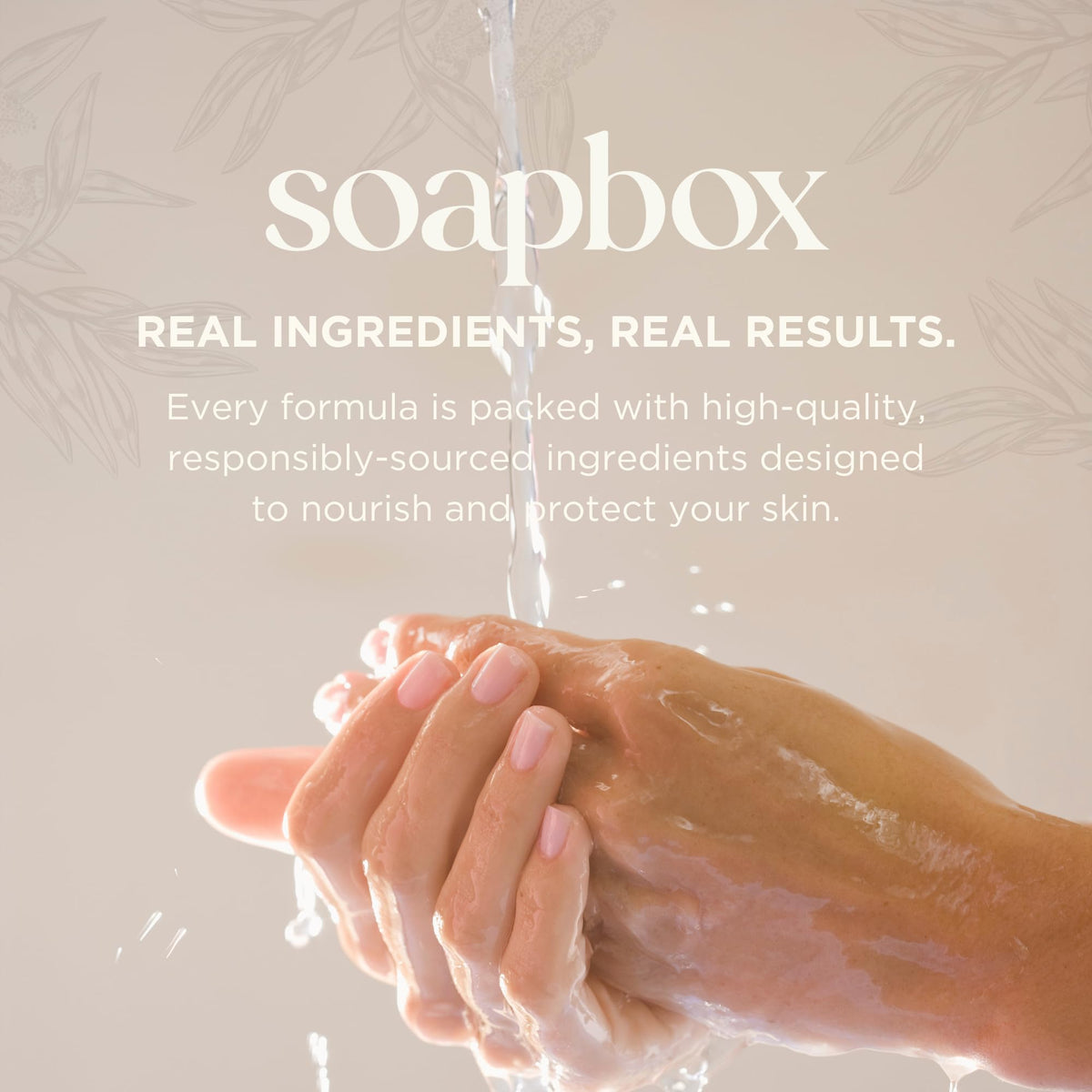 Soapbox coconut and sandalwood ingredients image suggesting natural moisturization