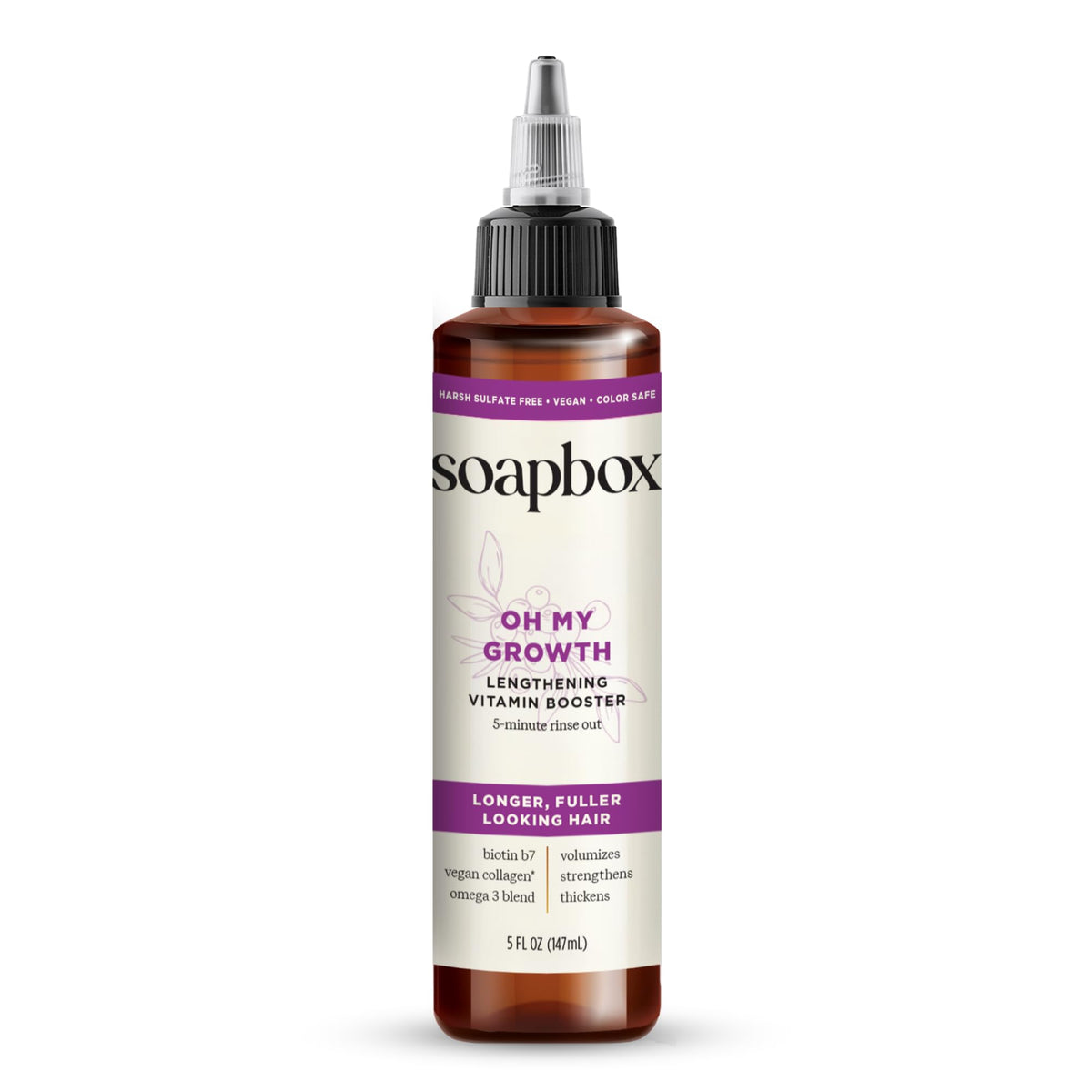Soapbox Oh My Growth front packaging showing product and volume benefits