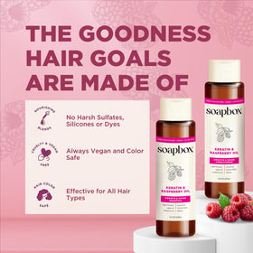Soapbox shampoo and conditioner on bathroom shelf creating a neat routine setup