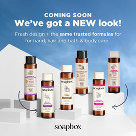 Soapbox Scalp Soother next to a 5 oz size comparison showing travel-friendly bottle