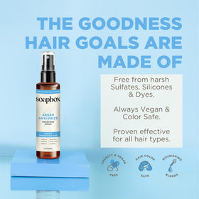 Soapbox serum applied to towel-dried hair for smoother blow-dry and manageability