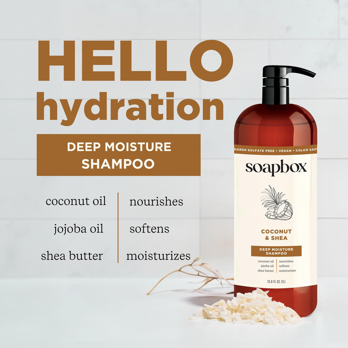 Soapbox shampoo lather on hand illustrating gentle cleansing