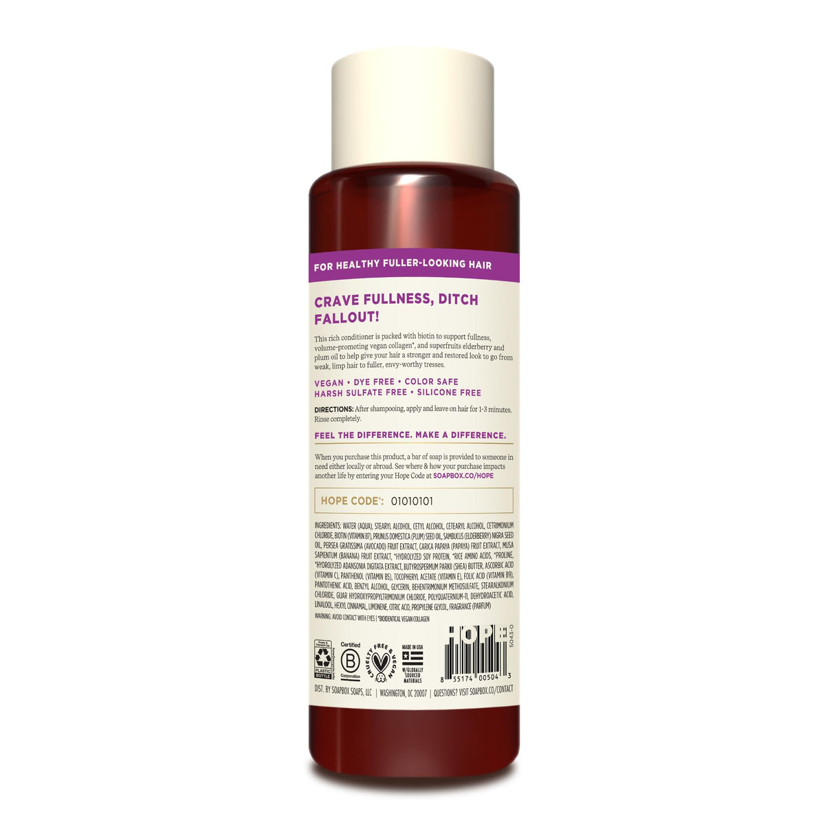 Soapbox shampoo pump with lather demonstrating gentle cleansing