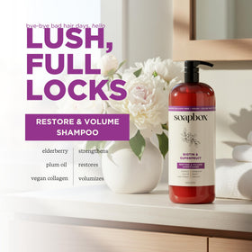 Soapbox conditioner pouring to show creamy texture and lightweight moisture