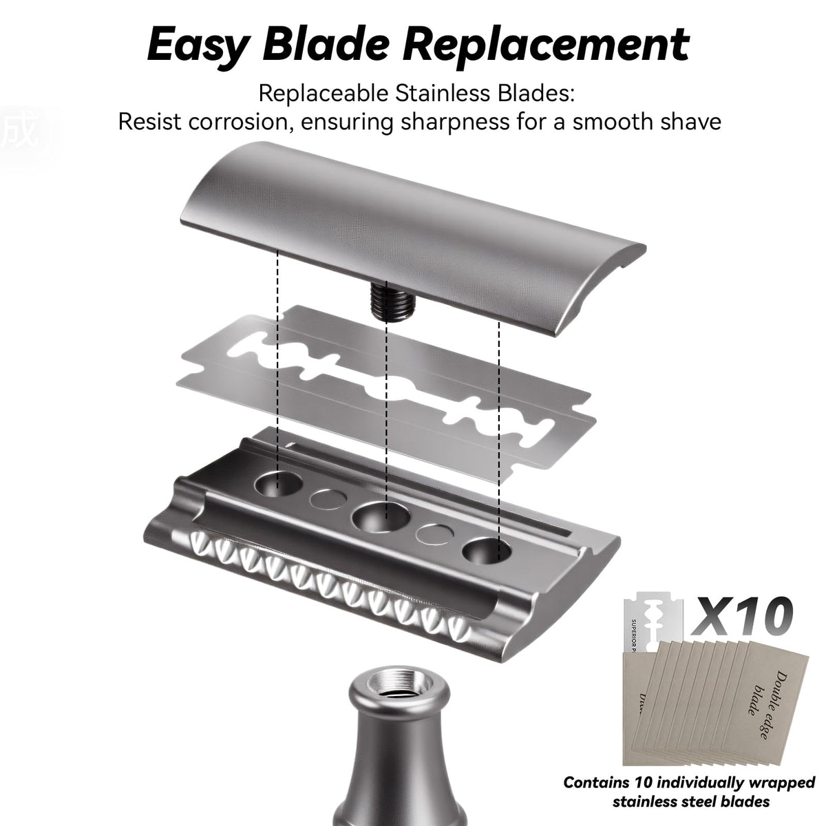SOBIY razor with ten blades packaged, ready to use for immediate shaving convenience