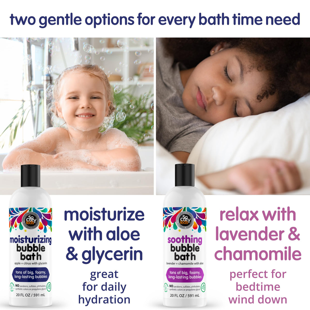 Child enjoying bath with So CoCozy showing calming routine benefit