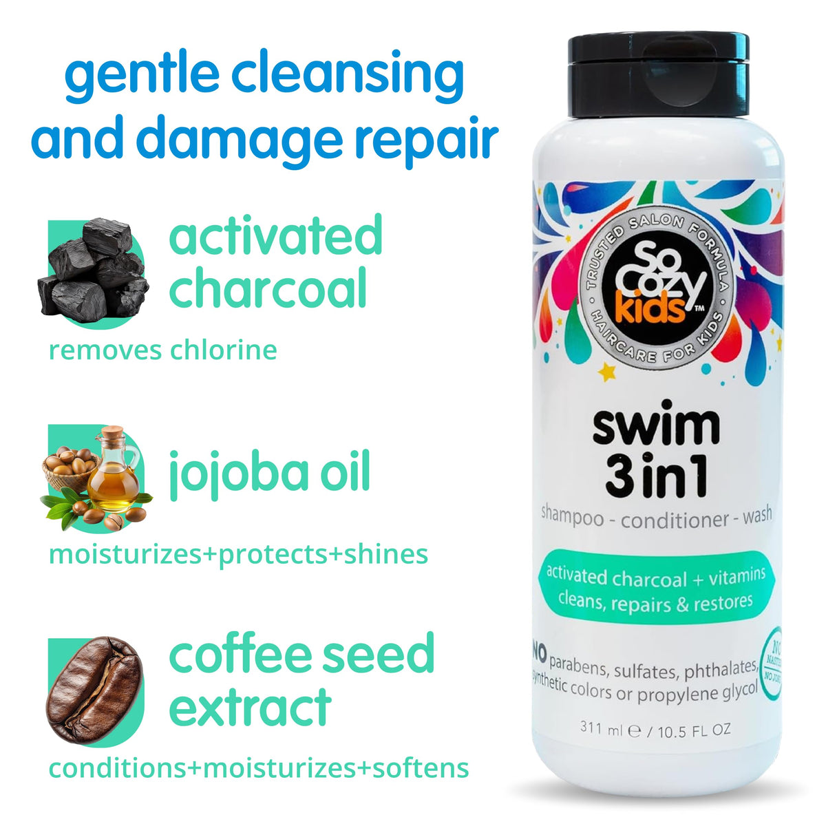 Child using SoCozy in bath after pool, showing quick cleanup and refreshed skin
