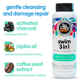 Child using SoCozy in bath after pool, showing quick cleanup and refreshed skin
