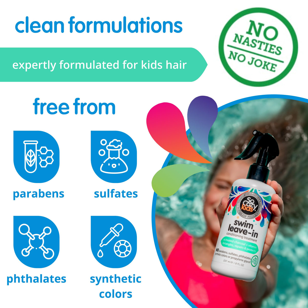 SO COZY kid using spray poolside for easier post-swim combing