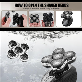 Sodaer replacement heads mounted on XR7000 shaver showing restored cutting performance benefit