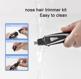 Sodynee packaged trimmer with cleaning brush and AA battery slot for travel convenience