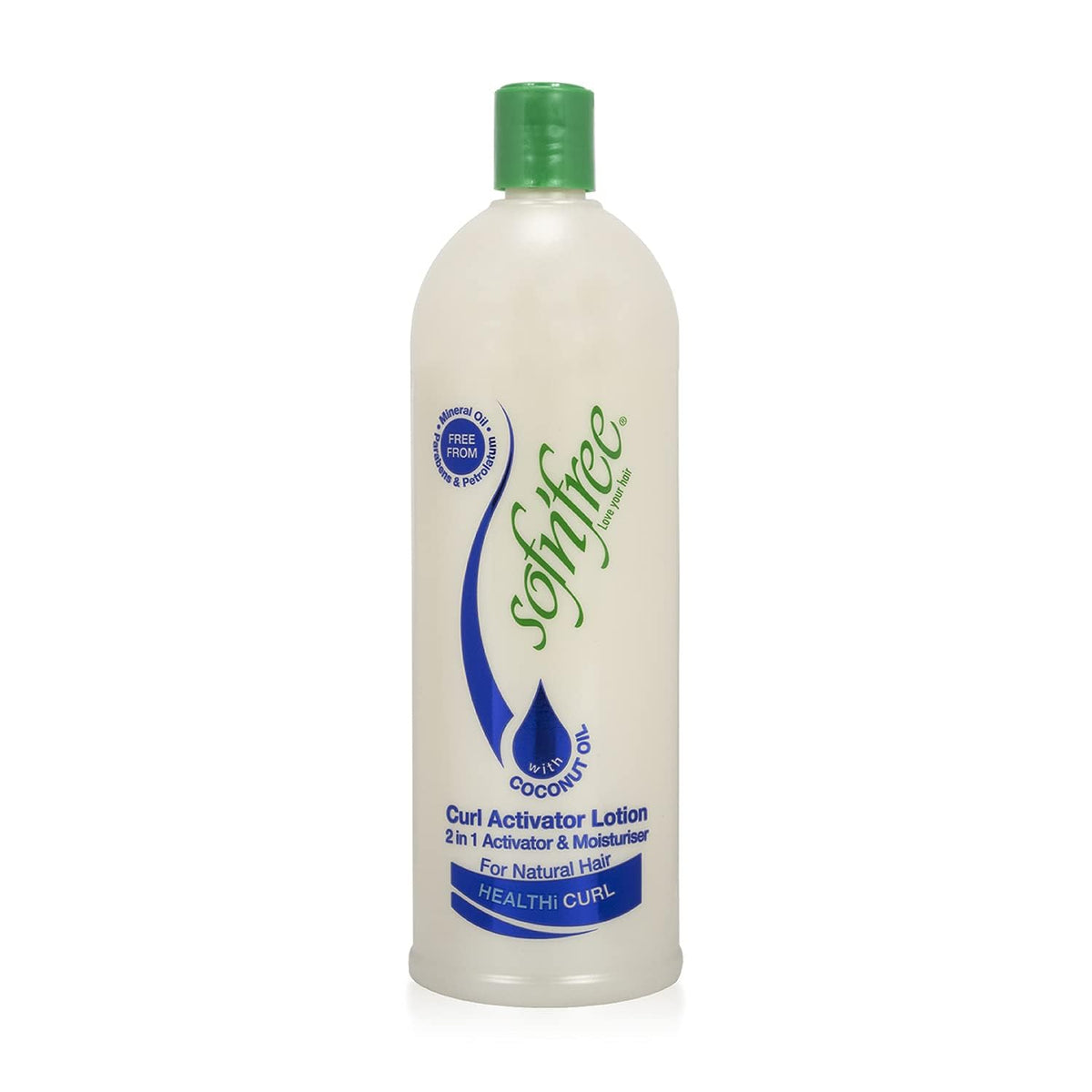 SOF N' FREE front pump bottle showing product branding and easy dispensing benefit