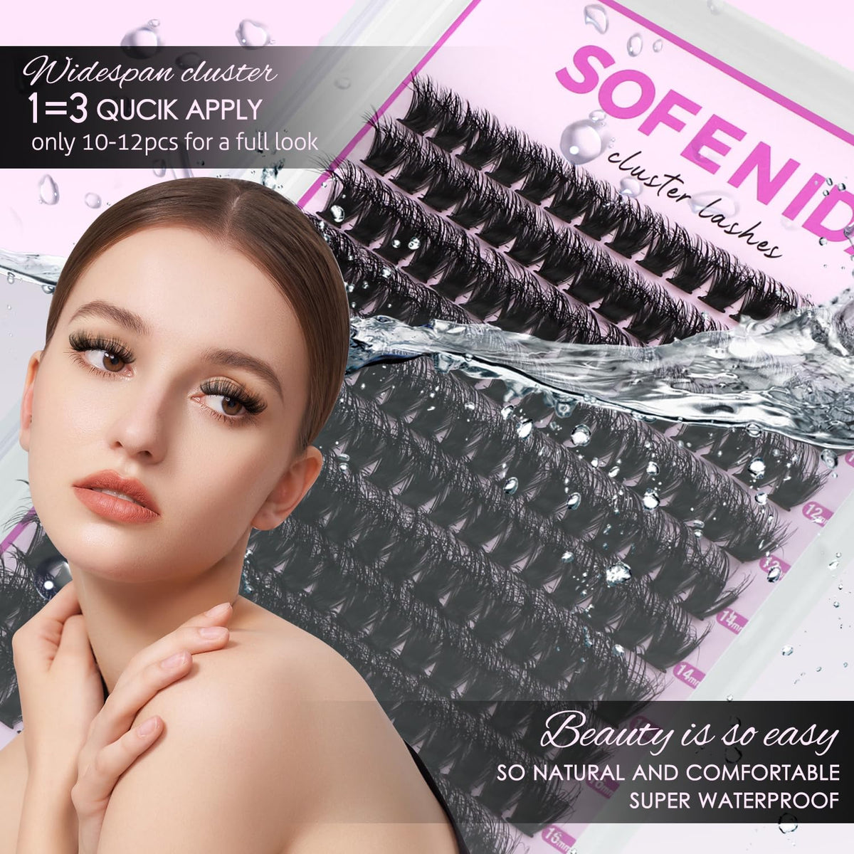 SOFENIDA scale comparison of 10mm to 18mm clusters showing length mix for tailored looks