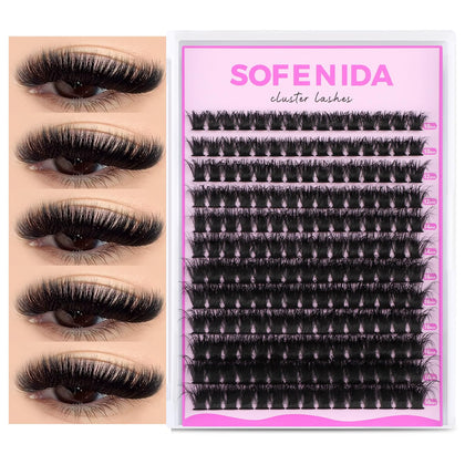 SOFENIDA front packaging showing 100D cluster rows and mixed lengths benefit quick selection