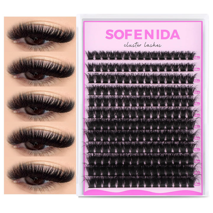 SOFENIDA front packaging showing 100D cluster rows and mixed lengths benefit quick selection
