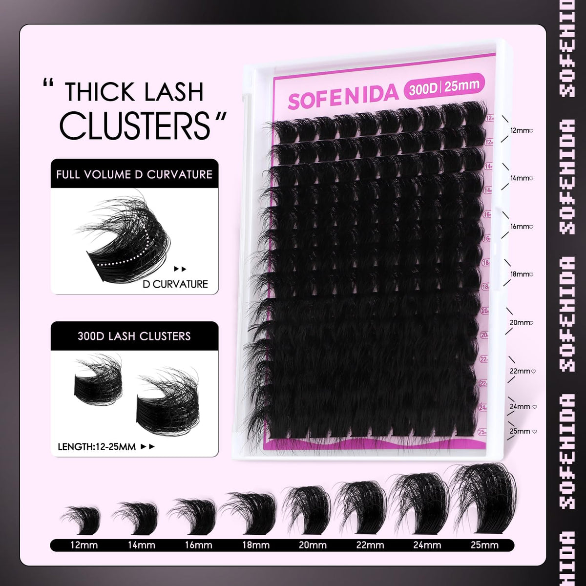 SOFENIDA hand applying a cluster to lashes for quick DIY salon-style application benefit