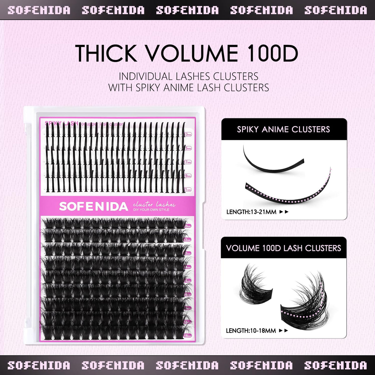 SOFENIDA close-up of spike lash tips highlighting edgy texture