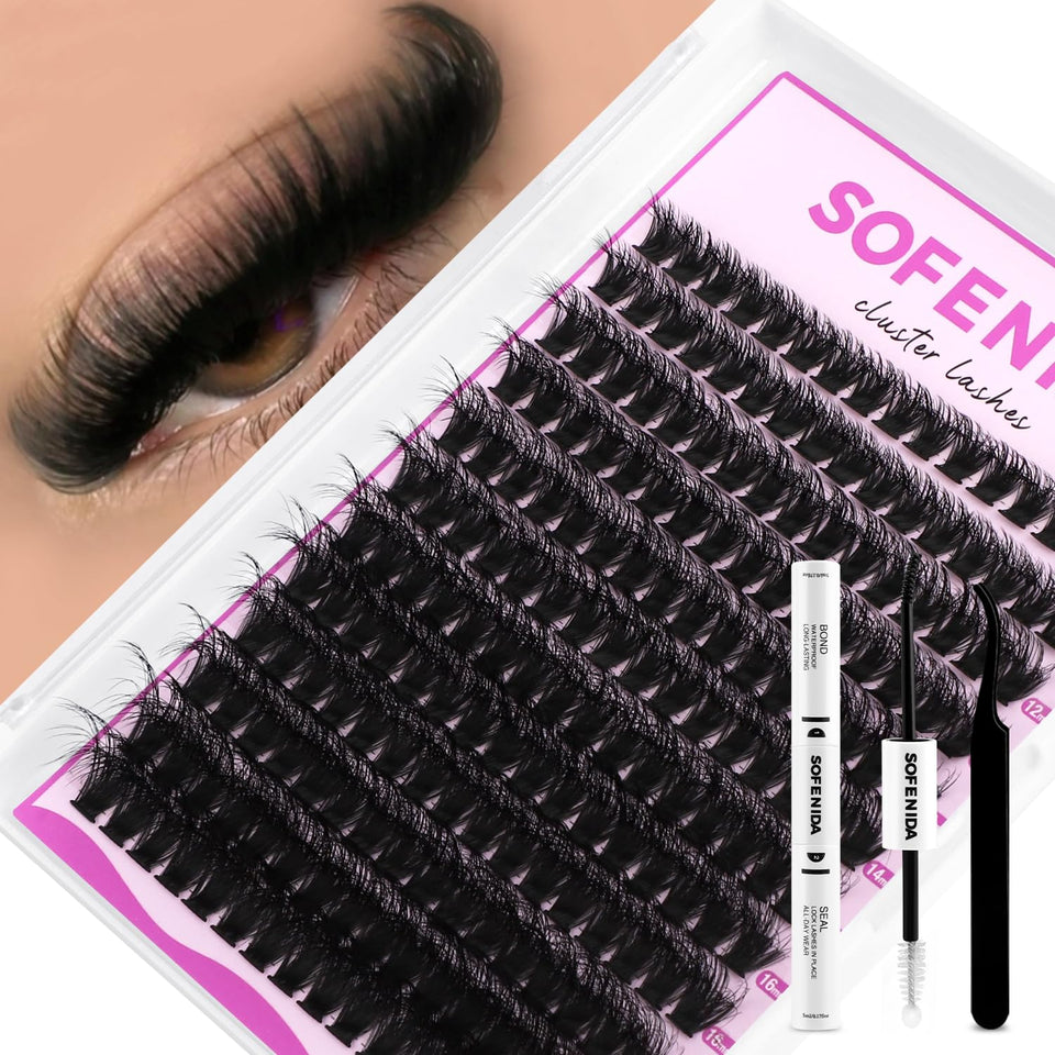 SOFENIDA front packaging showing 80D lash clusters for dramatic volume