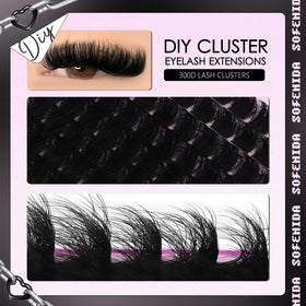 SOFENIDA clusters next to ruler showing length range 12–25mm for precise styling benefit