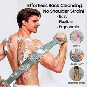 sofine back scrubber in use demonstrating easy reach and effective cleaning