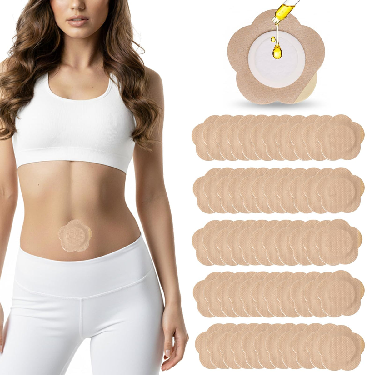 SOFOXYI front packaging showing 55 disposable belly patches, convenient multi‑pack