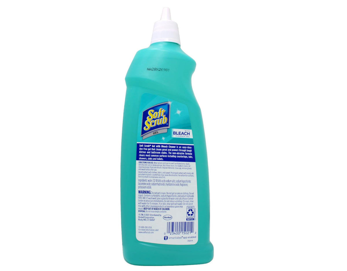 Soft Scrub bottle in hand applying gel to sink saving effort